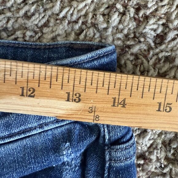 KanCan Jeans 9/28 Mid-Rise Skinny Ankle Blue Denim Frayed edge & slit #KC8558M - Picture 8 of 9